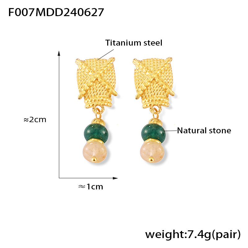 2:F007-green drop earrings