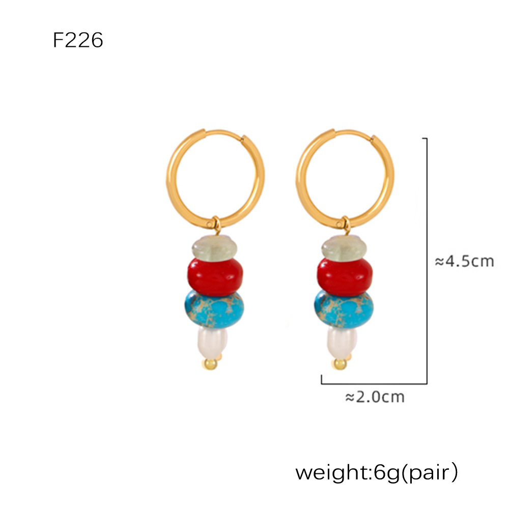 5:F226-red natural stone earrings