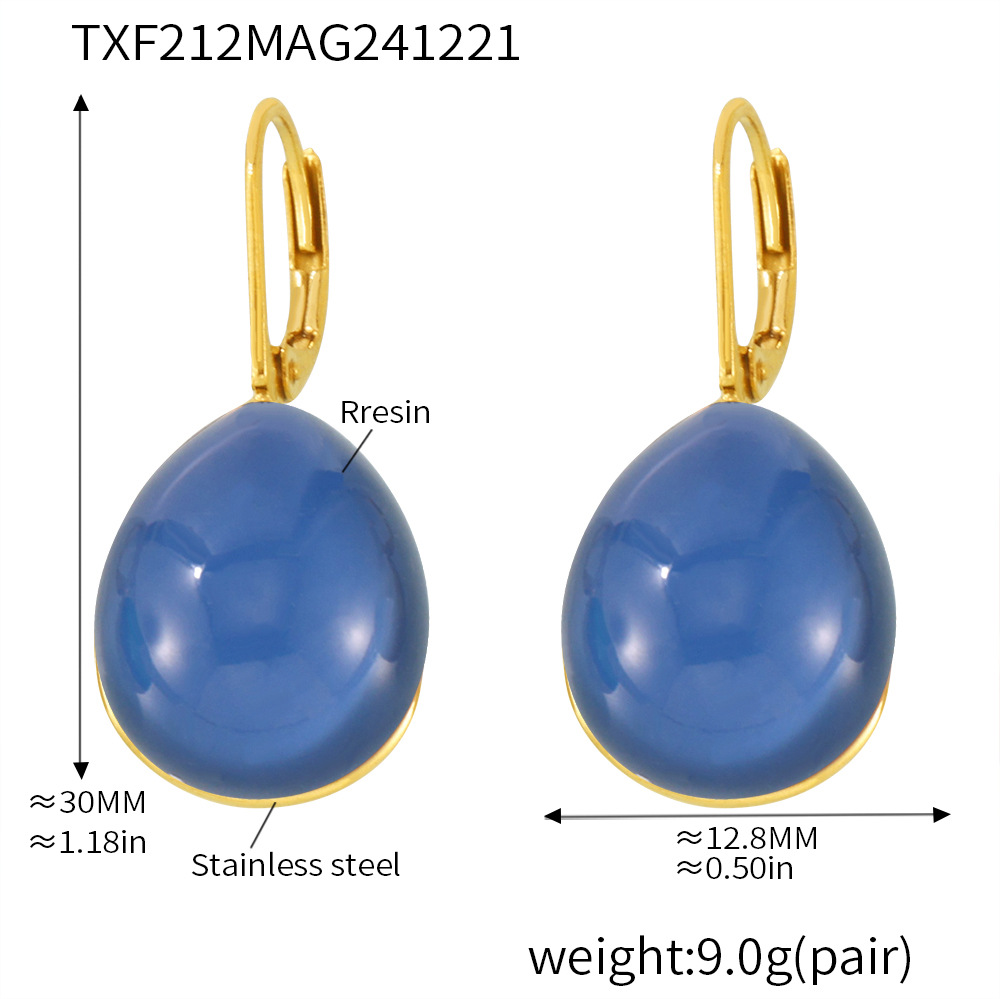 5:Txf212-blue resin earrings