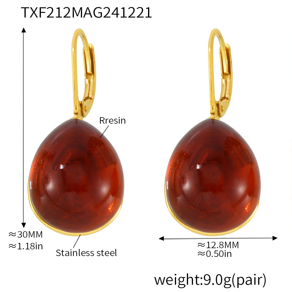 6:Txf212-dark red resin earrings