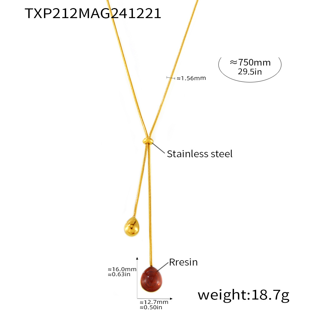 6:Txp212-dark red resin necklace