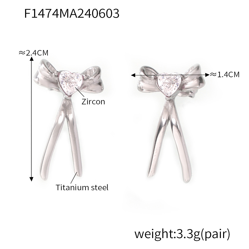 5:F1474-steel color white zircon earrings