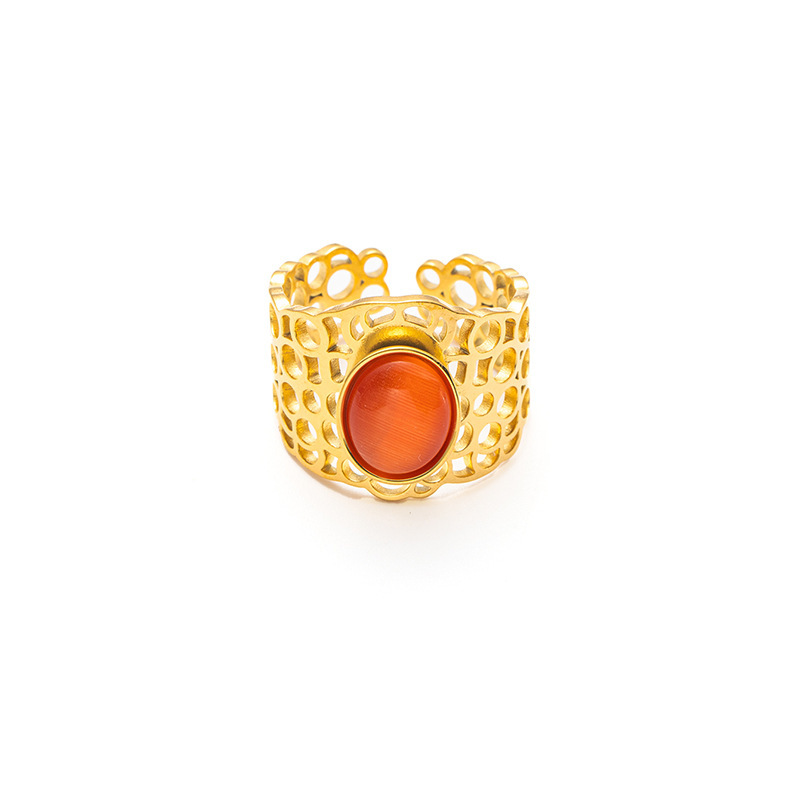 Orange opal gold ring