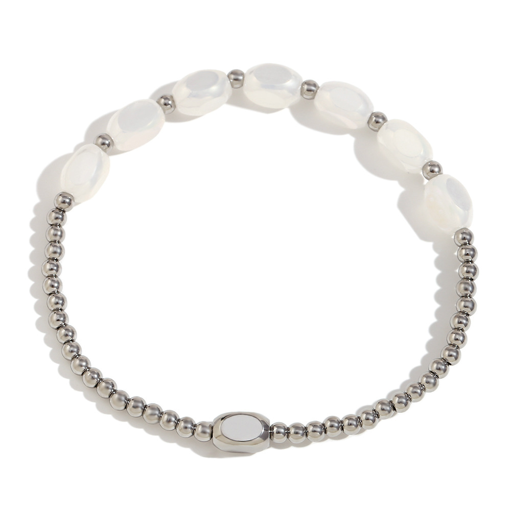 2:Handmade glass beaded bracelet-white