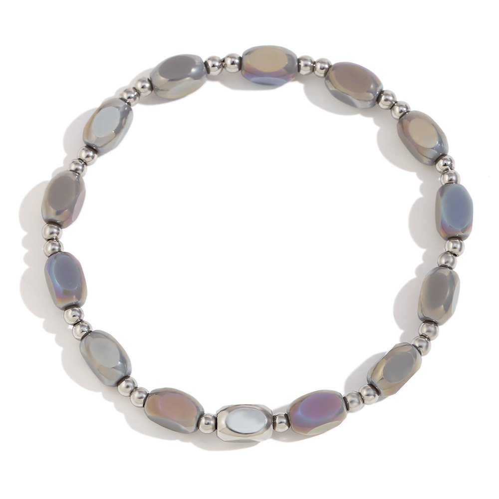 3:Handmade glass beaded bracelet-grey