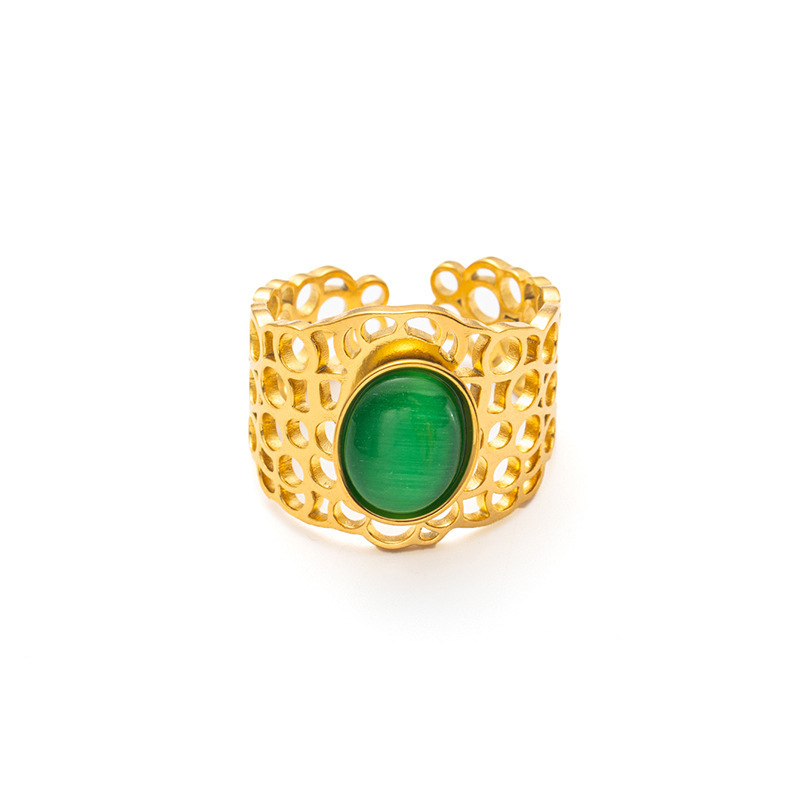 3:Emerald green opal gold ring