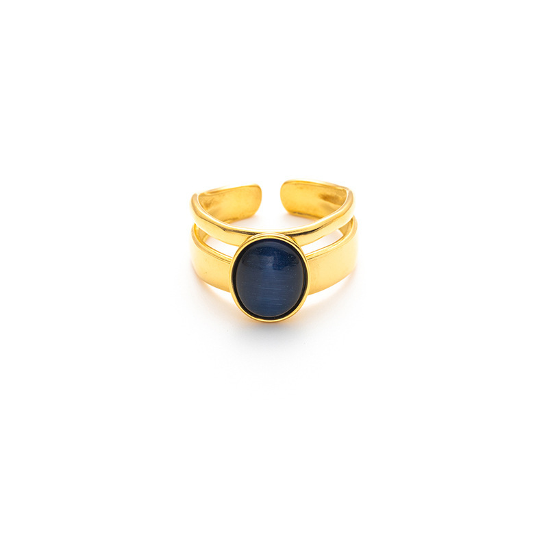 Blue cat's eye gold ring