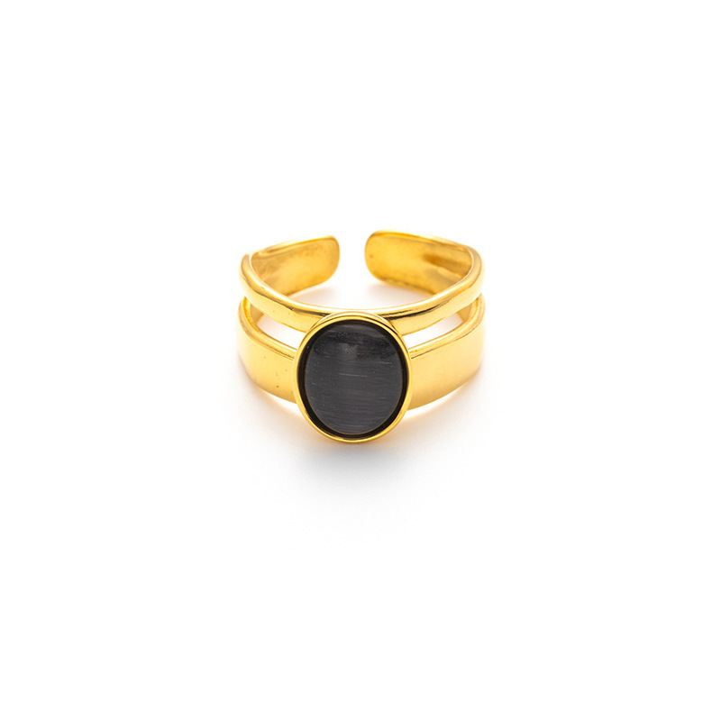 Black opal gold ring