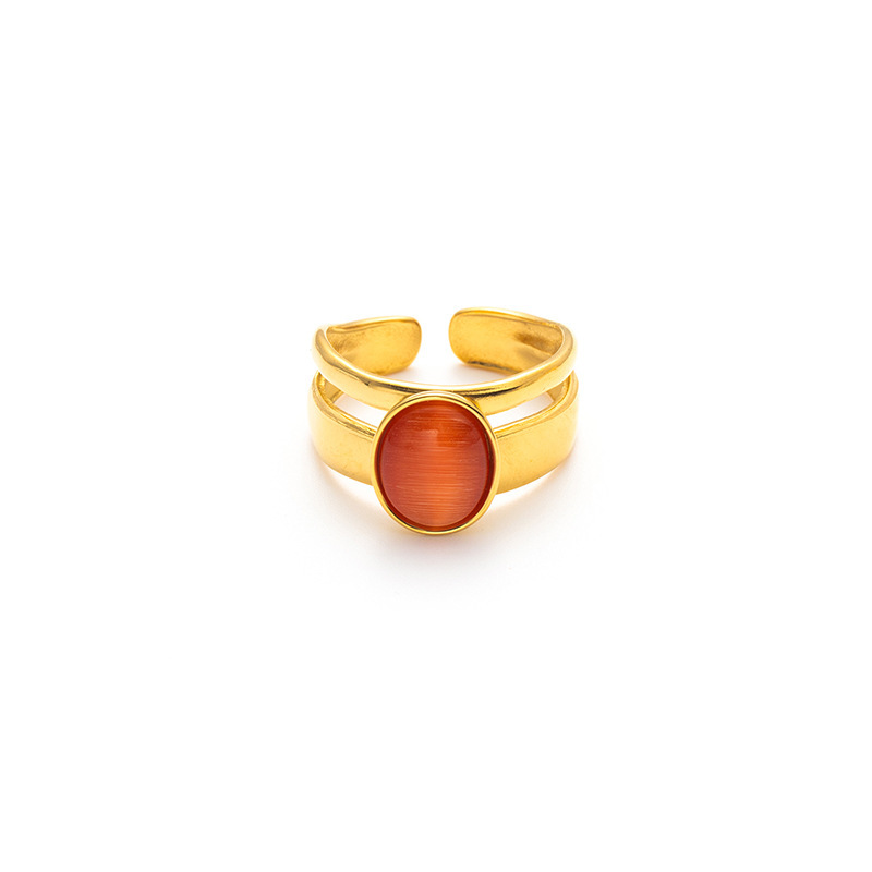 Orange opal gold ring