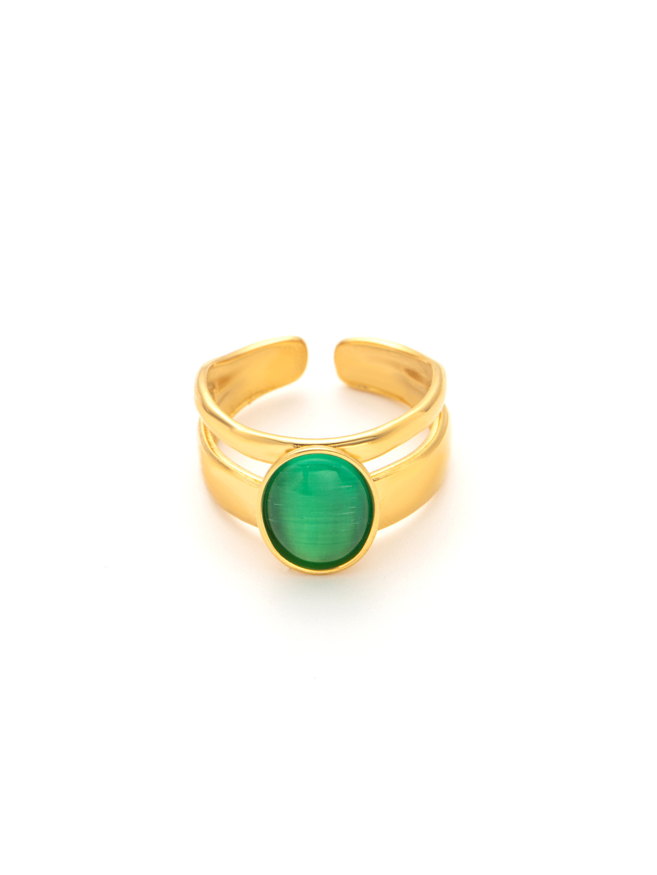 2:Grass green opal gold ring