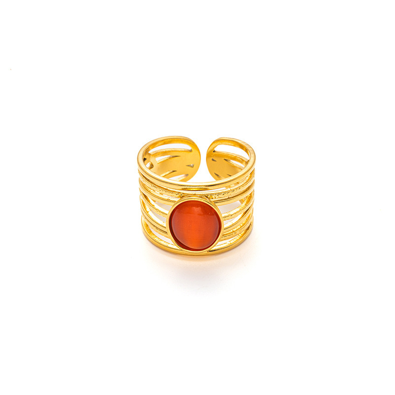 Orange opal gold ring