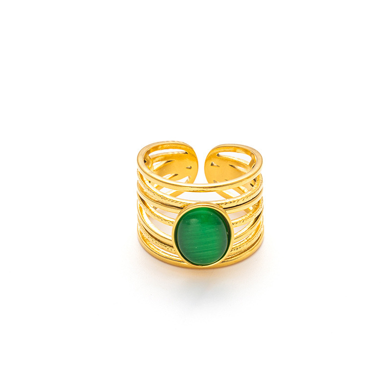 3:Emerald green opal gold ring