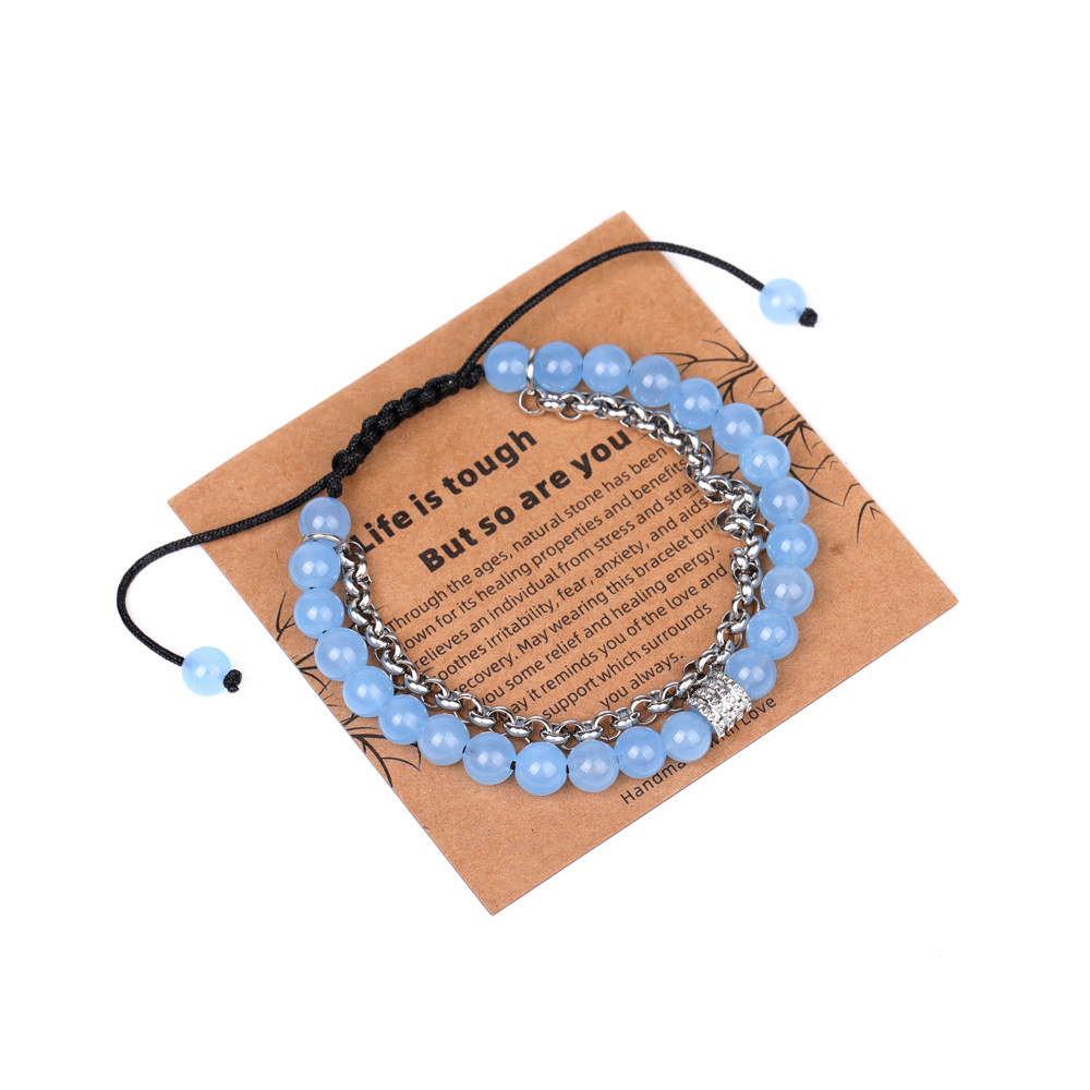 XH080A14 aquamarine chain 6mm woven bracelet (with