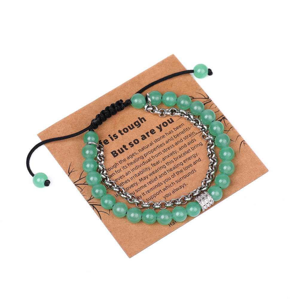 13:XH080A13 Green East Mausoleum chain 6mm braided bracelet (with card)