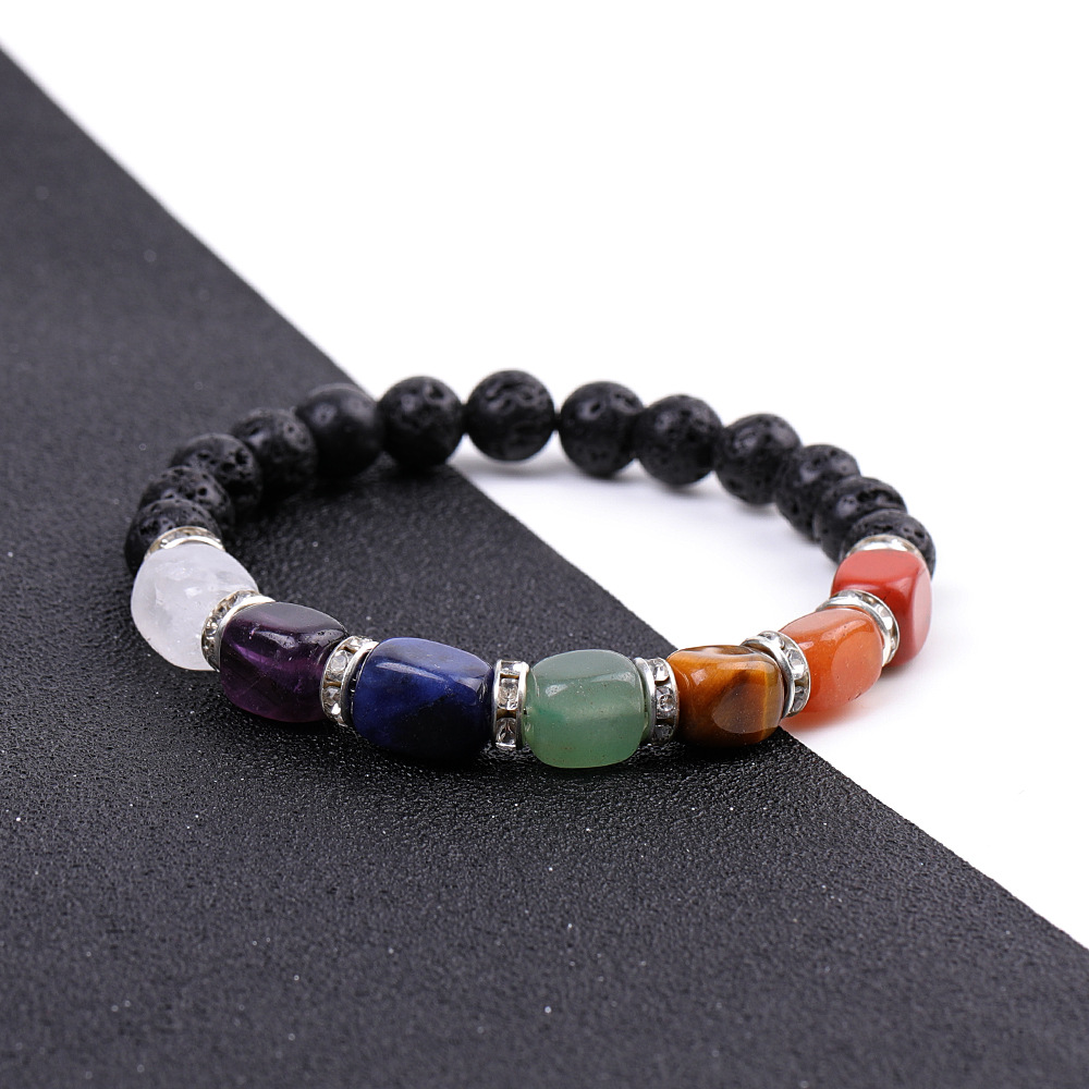 1:SY977A01 volcanic stone   colorful with shape agate micro diamond bracelet