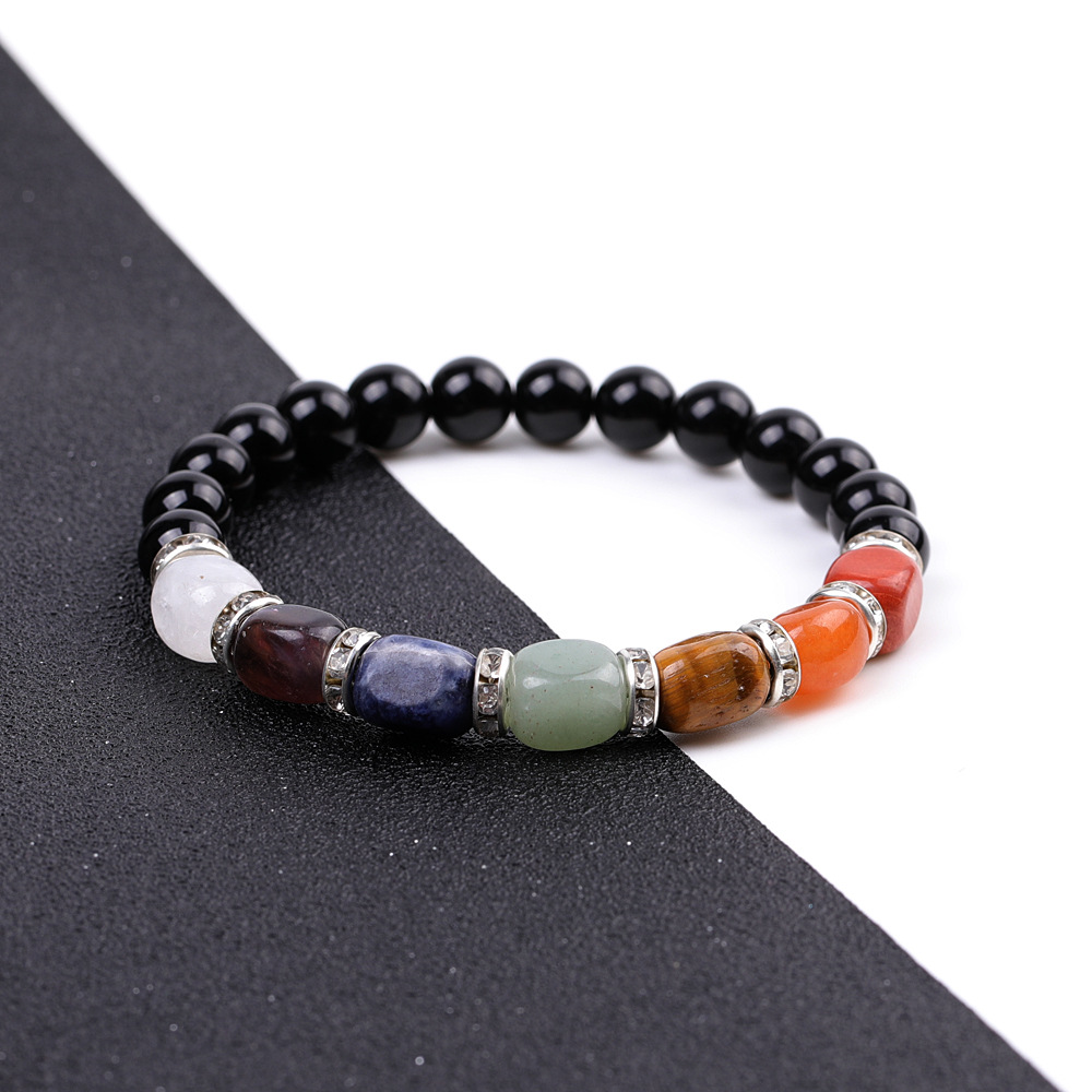 2:SY977A02 bright black stone   colorful with shape agate micro diamond bracelet