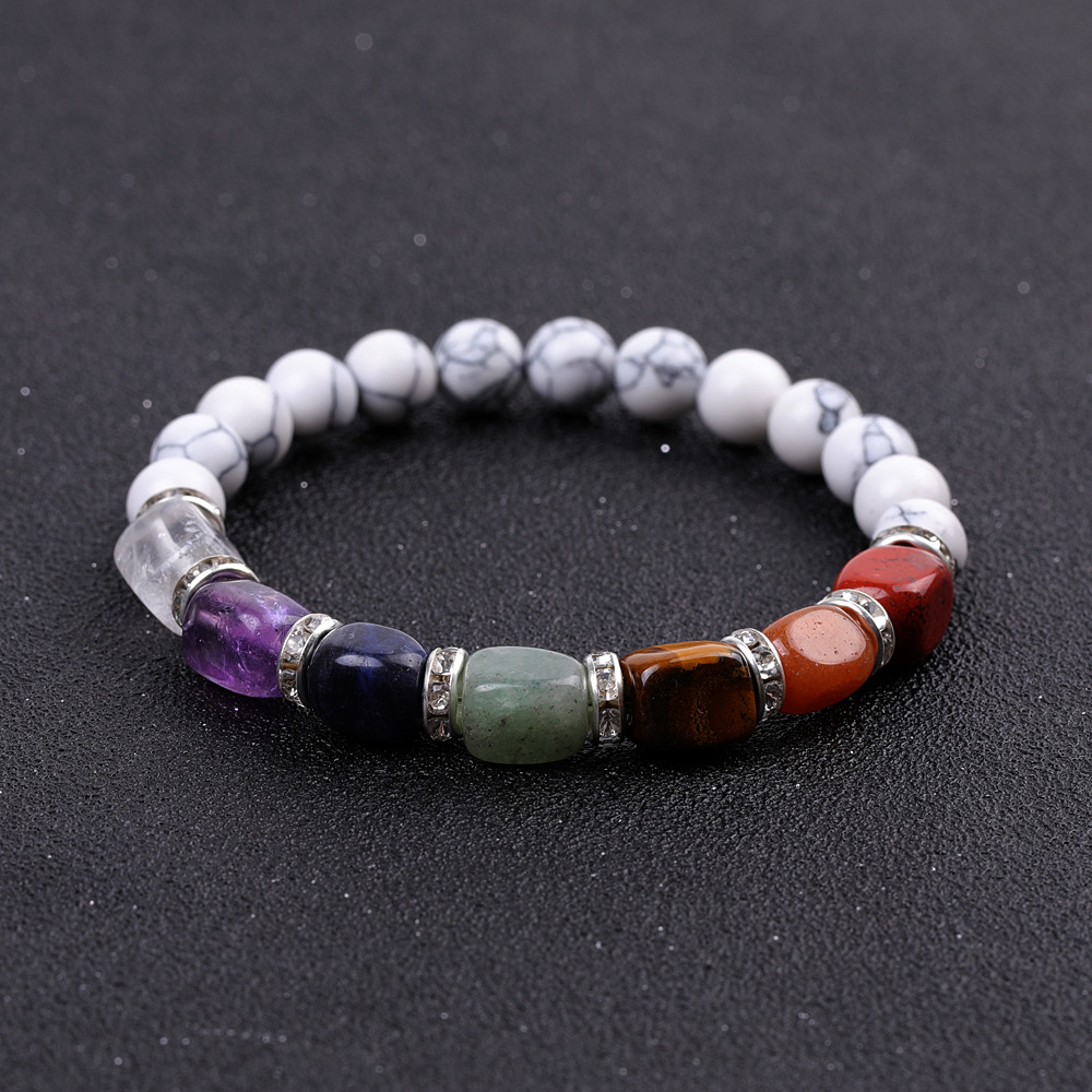 4:SY977A04 synthetic White Pine   colorful with shape agate micro diamond bracelet