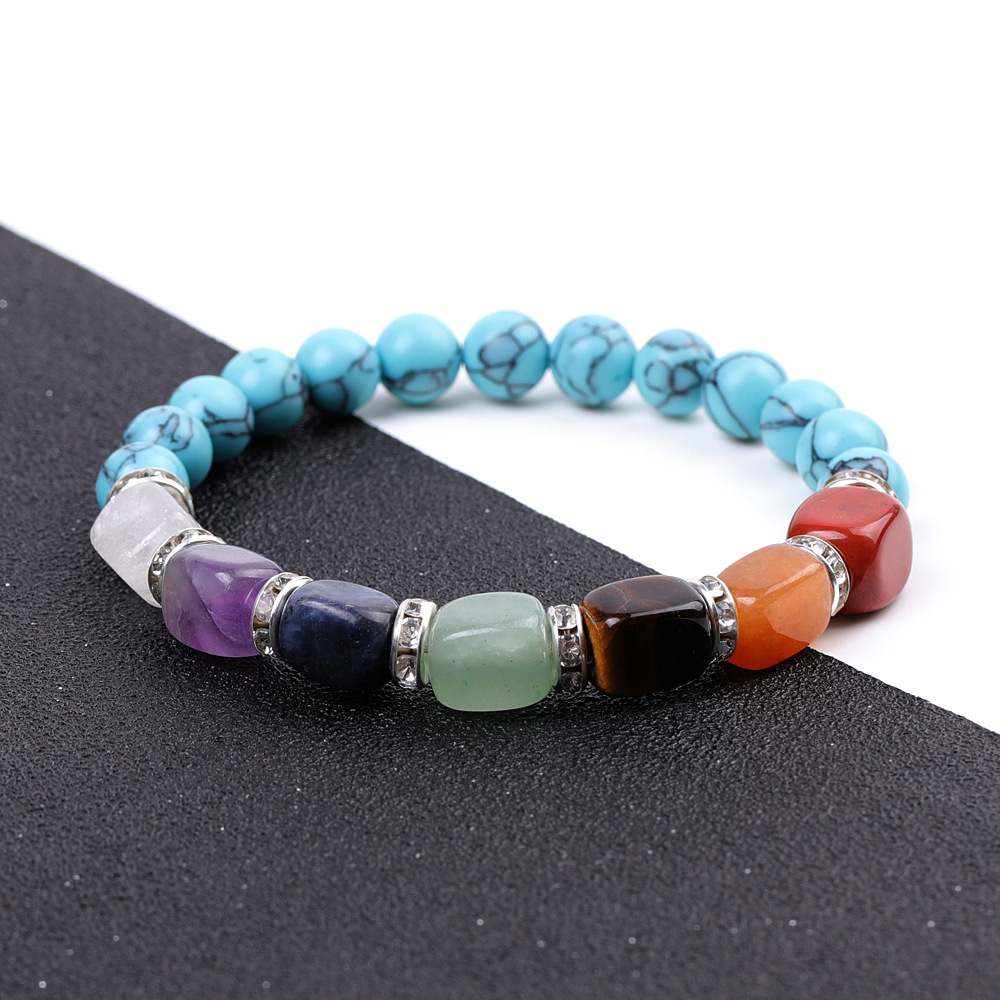 5:SY977A05 synthetic green pine   colorful with shape agate micro diamond bracelet