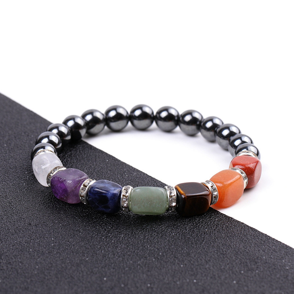 6:SY977A06 black magnet   colorful with shape agate micro diamond bracelet