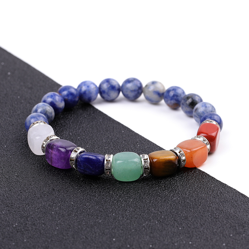 8:SY977A08 white dot blue   colorful with shape agate micro diamond bracelet