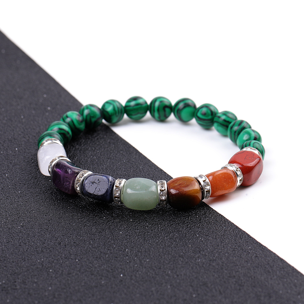 9:SY977A09 malachite   colorful with shape agate micro diamond bracelet