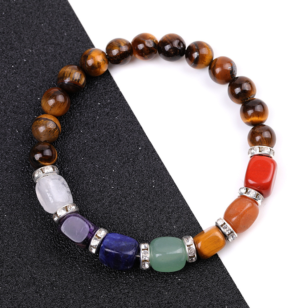 10:SY977A10 Tiger Eye Stone   colorful with shape agate micro diamond bracelet