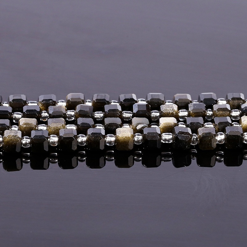 natural gold obsidian 6-7mm/37pcs