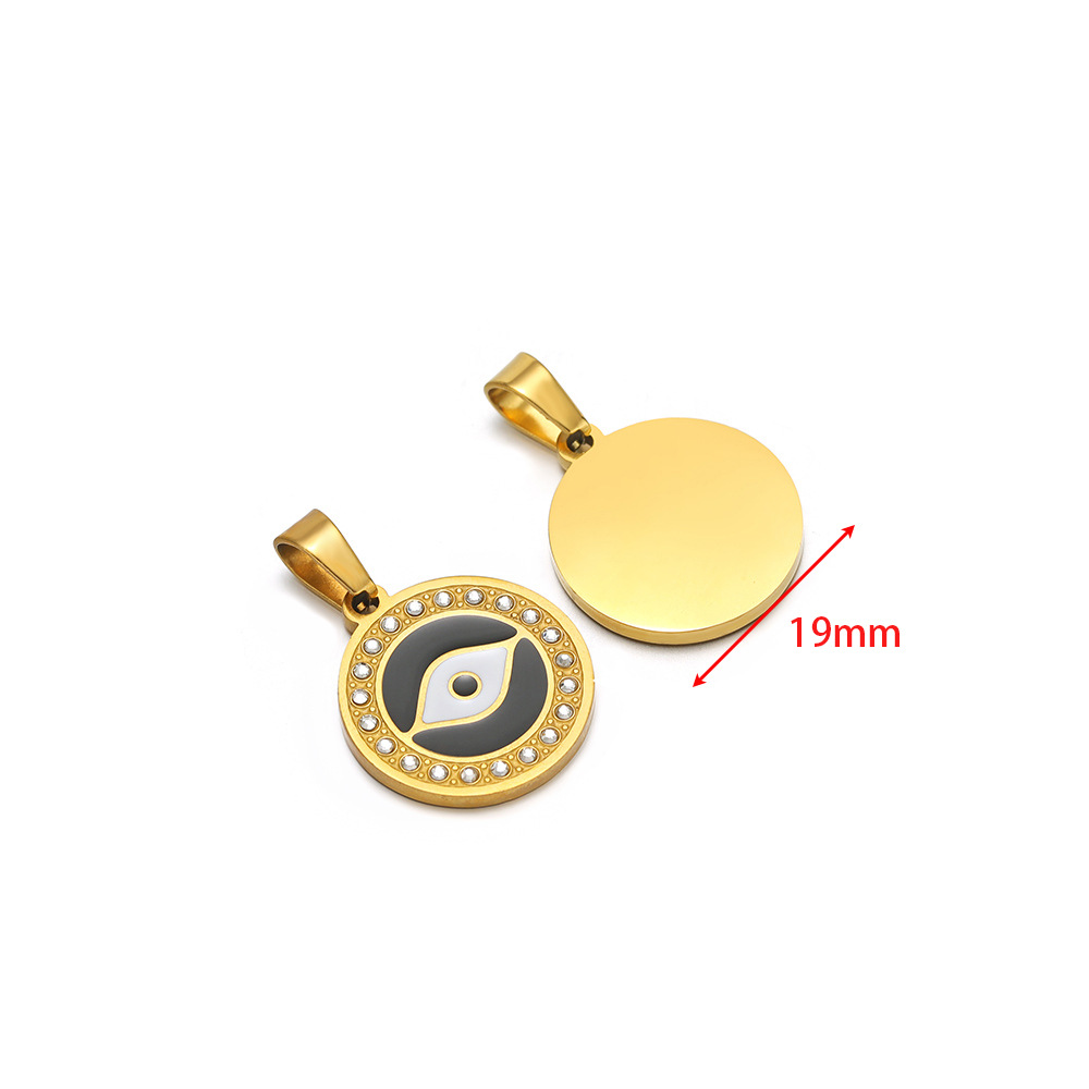 19mm golden round eye oil dotted diamond pendant c