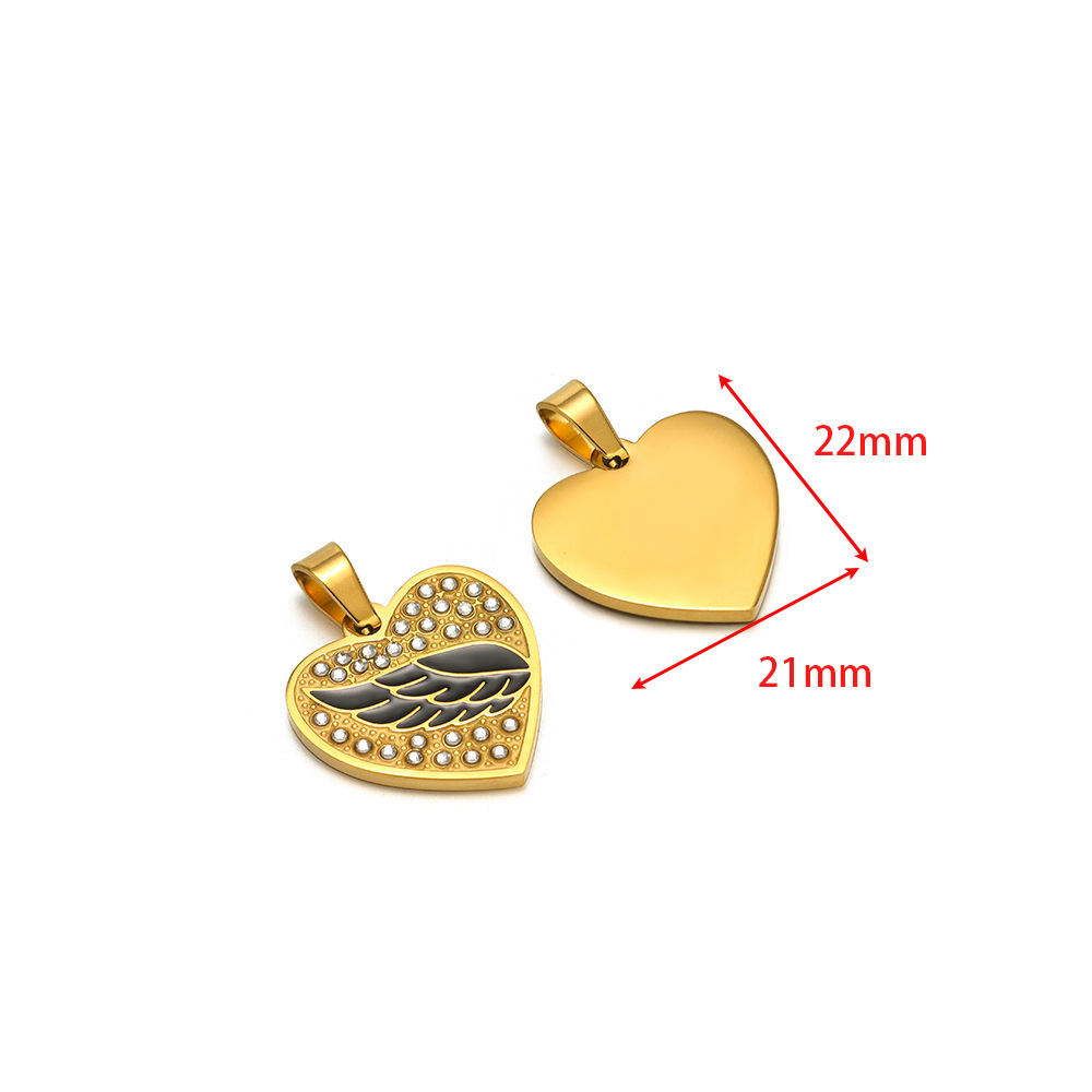 21*22mm golden peach heart black oil drip diamond