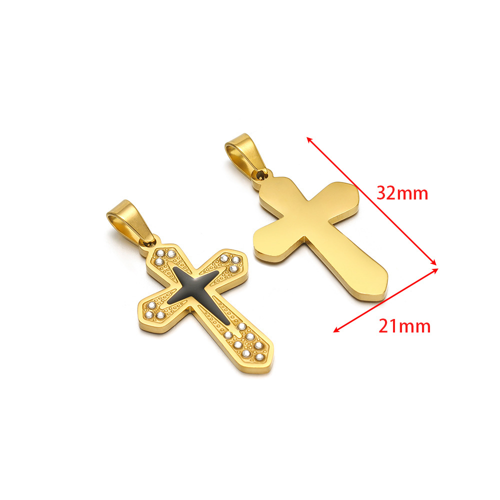 21*32mm black cross oil dotted diamond cross clip