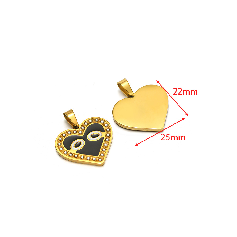 22*25mm golden heart dot diamond black and white o