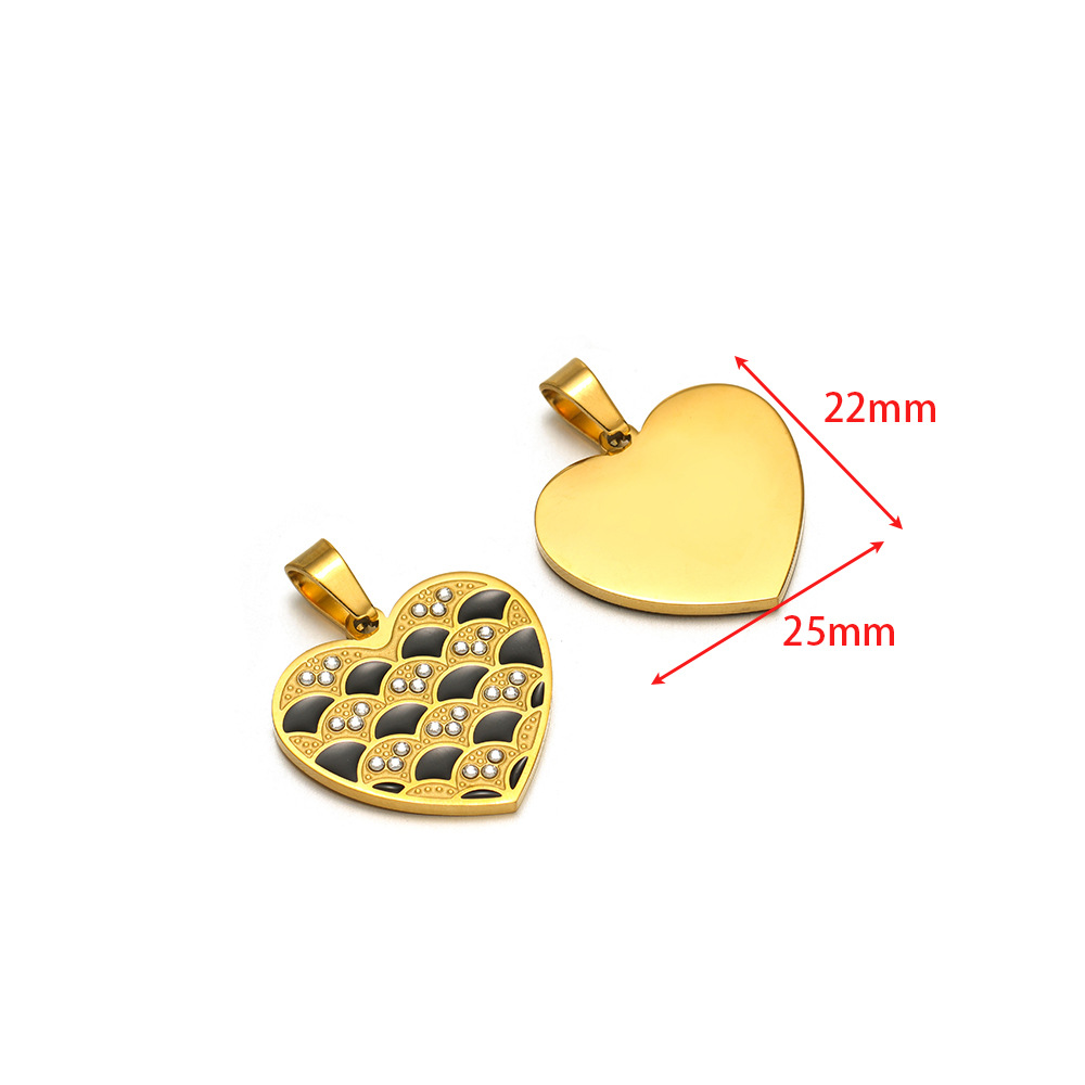 22*25mm golden heart dot diamond black oil drop pe