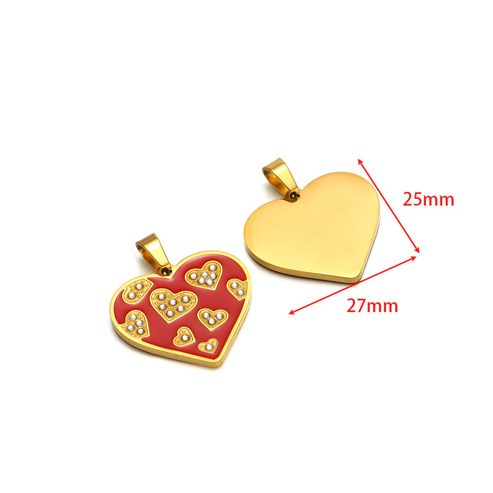 25*27mm gold dot diamond red oil drop heart pendan