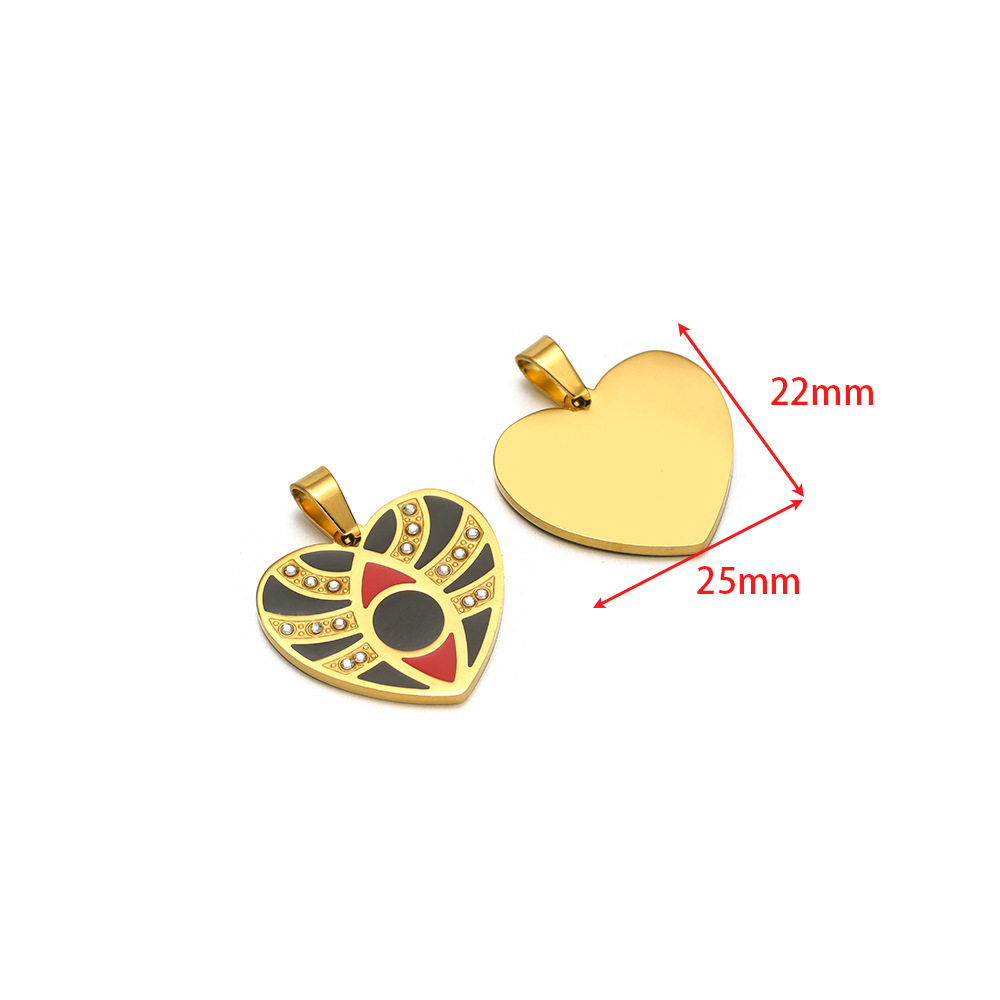 22*25mm golden heart dot diamond black and red oil