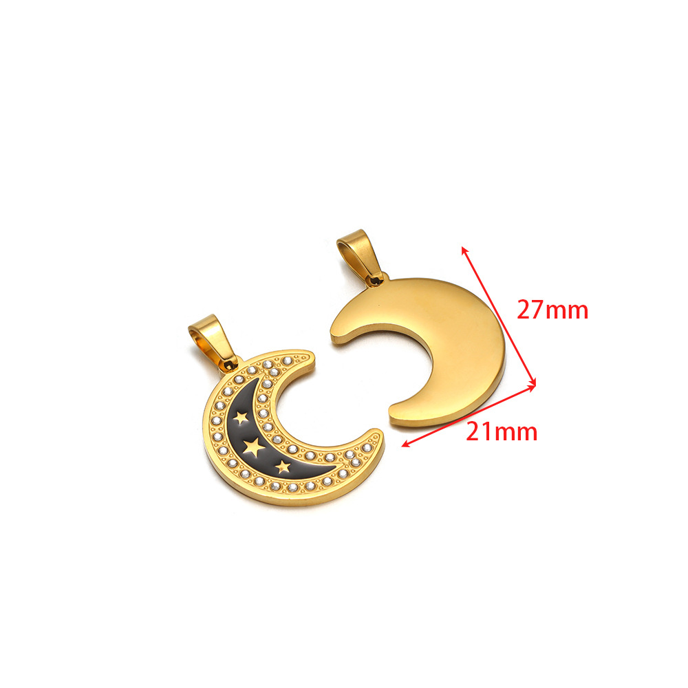 7:21*27mm golden moon five-pointed star dot diamond black oil drop pendant clip 5*10mm melon seed buckle