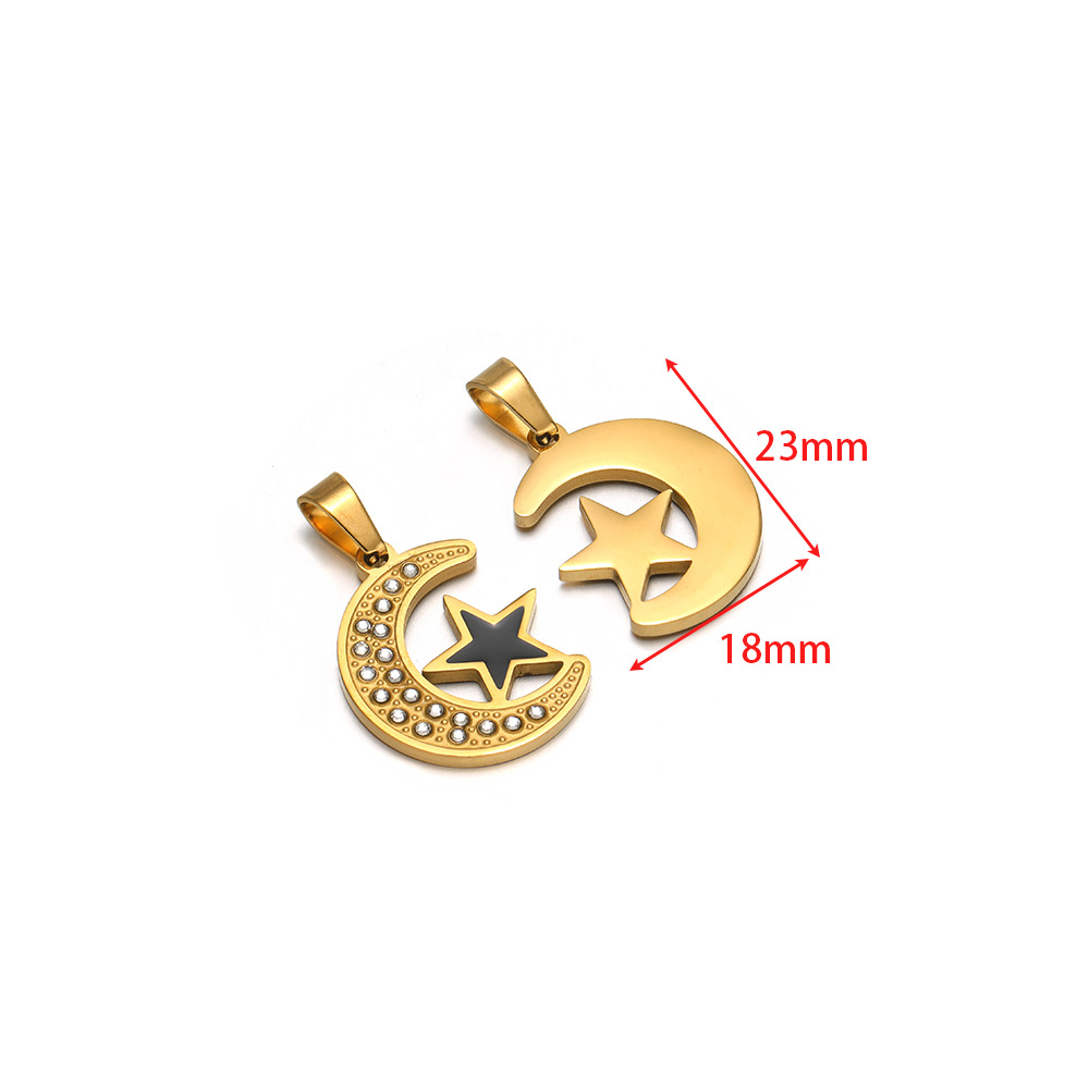 12:18*23mm golden moon point diamond black oil dripping five-pointed star pendant clip 5*10mm melon seed buckle