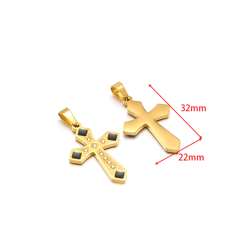 4:22*32mm gold cross black square oil drop point diamond pendant clip 5*10mm melon seed buckle