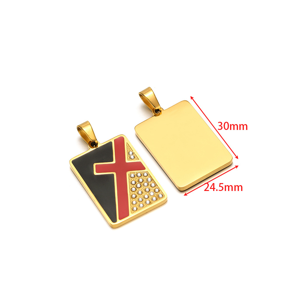 24.5*30mm gold tag point diamond red and black oil