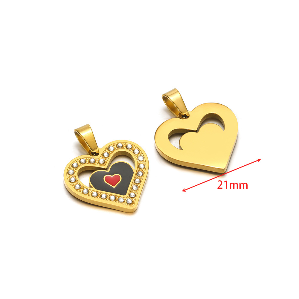 21mm wide gold double peach heart red and black oi