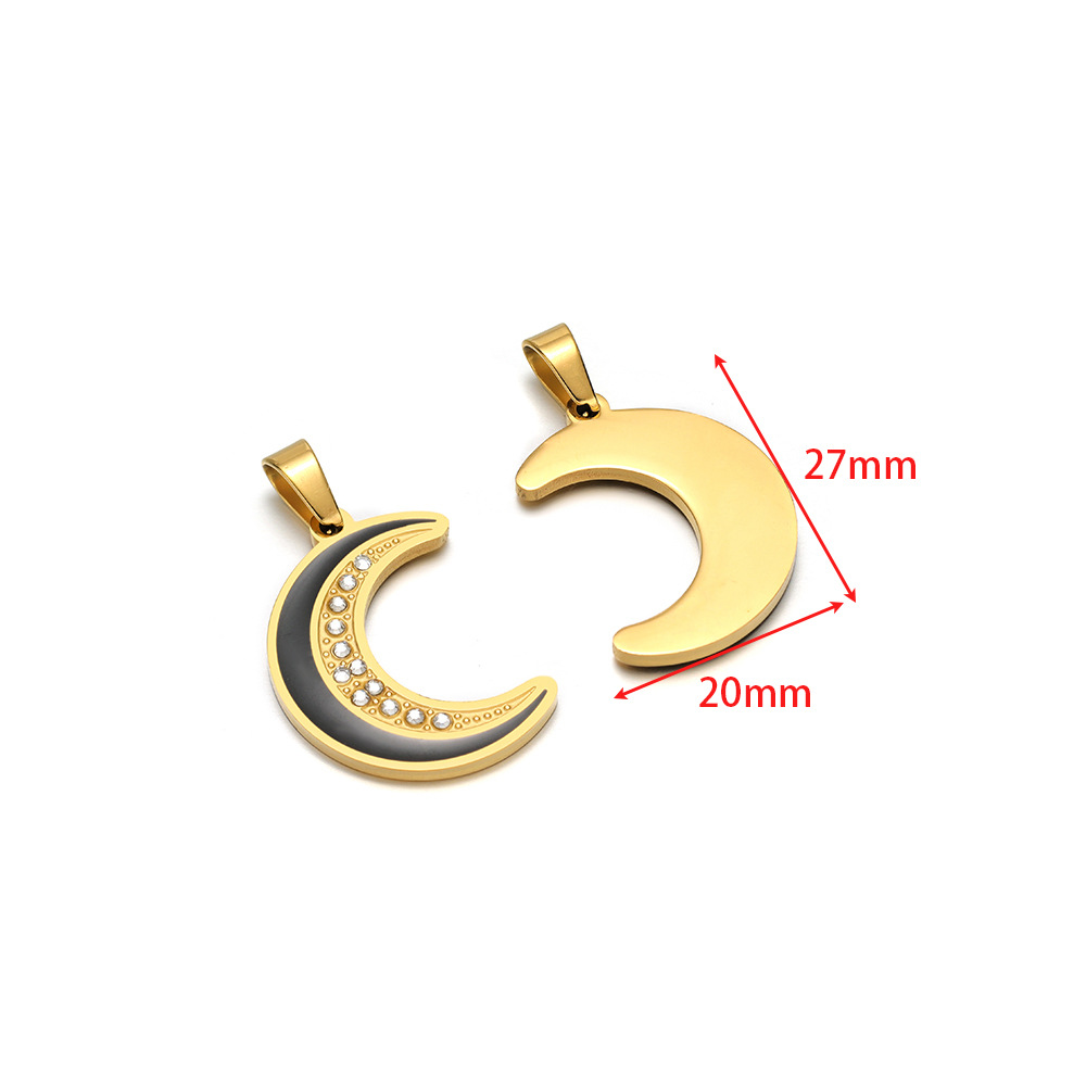 20*27mm gold crescent dot diamond black oil drop p