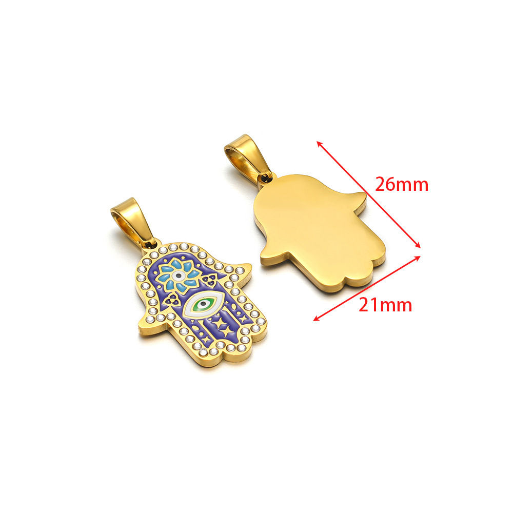 9:21*26mm golden palm lotus eyes oil dotted diamond pendant clip 5*10mm melon seed buckle blue