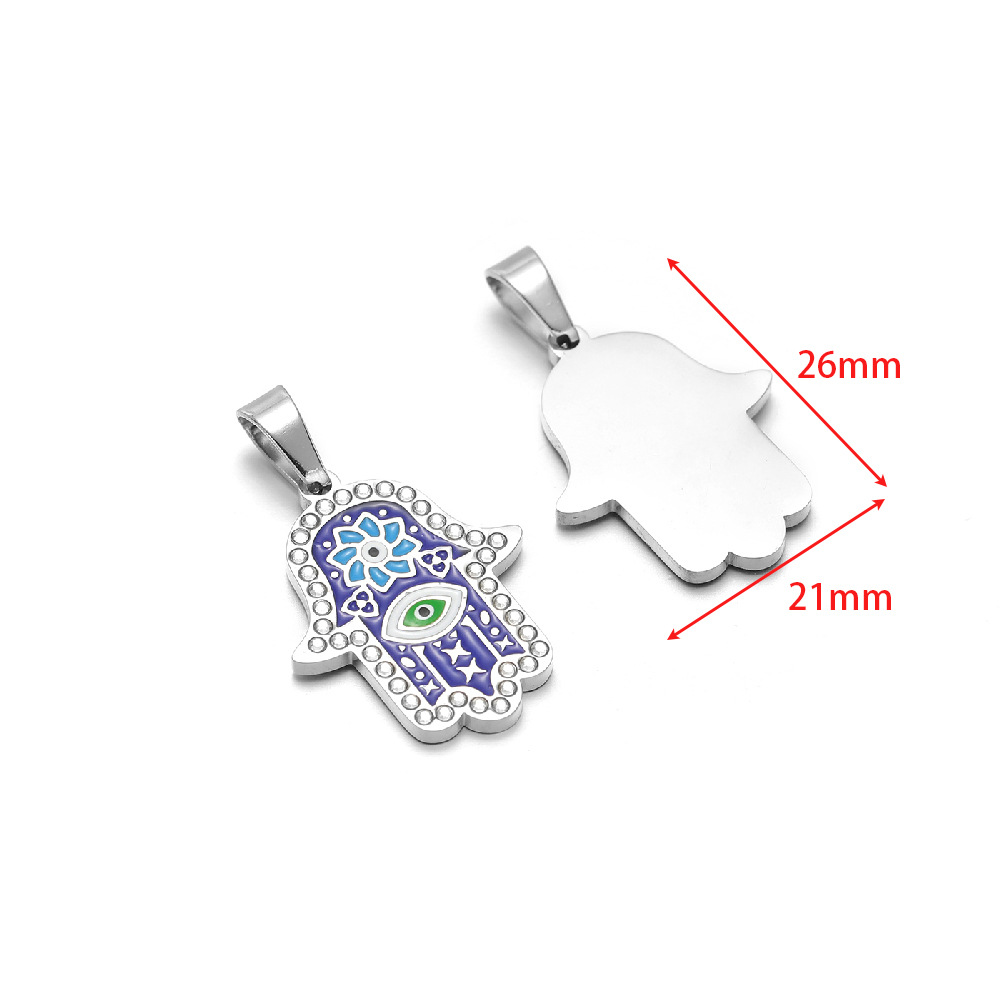 11:21*26mm steel color palm lotus eyes oil drip diamond pendant clip 5*10mm melon seed buckle blue