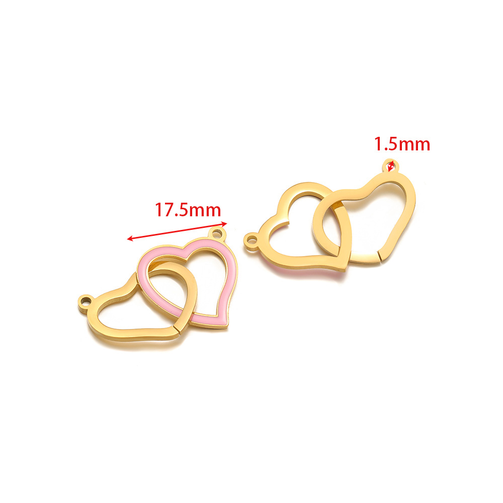 1:17.5mm wide double buckle golden peach heart single side dripping oil inner 1.5mm hole pink