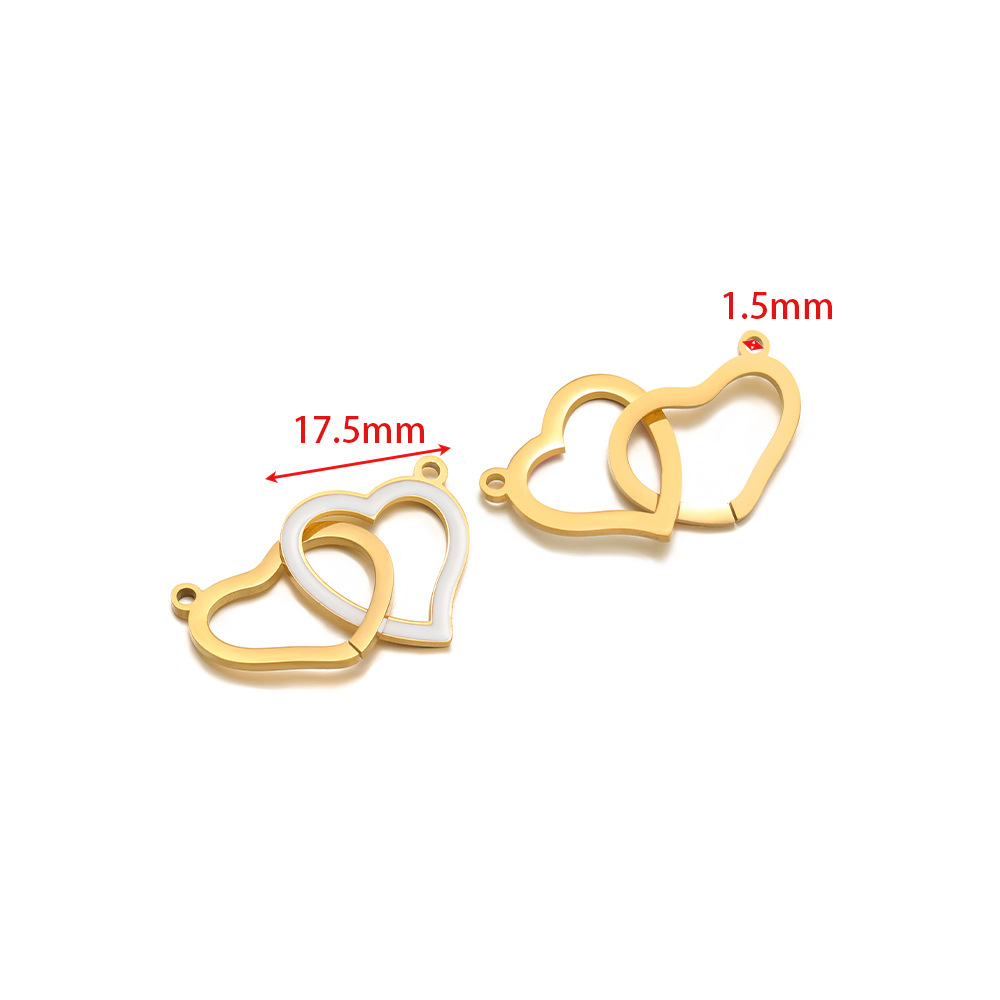 2:17.5mm wide double buckle golden peach heart single side dripping oil inner 1.5mm hole white