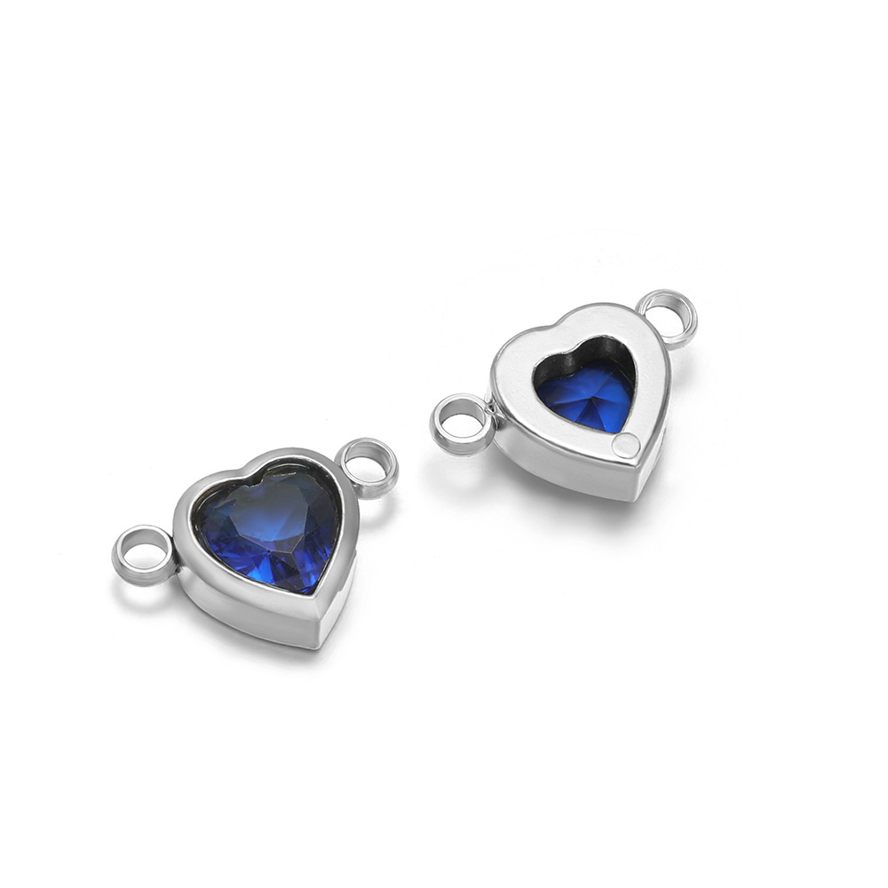 Steel color double hole sapphire blue