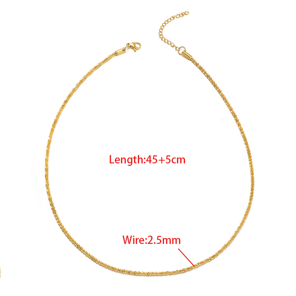 1:2.5mm folded cross twist necklace 45 5cm necklace gold