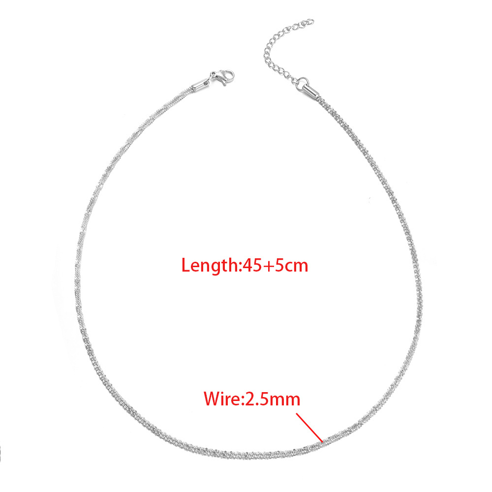 3:2.5mm folded cross twist necklace 45 5cm necklace steel color