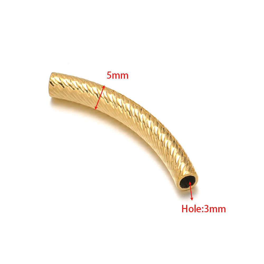 5mm gold elbow 32mm long inner 3mm hole spiral pat