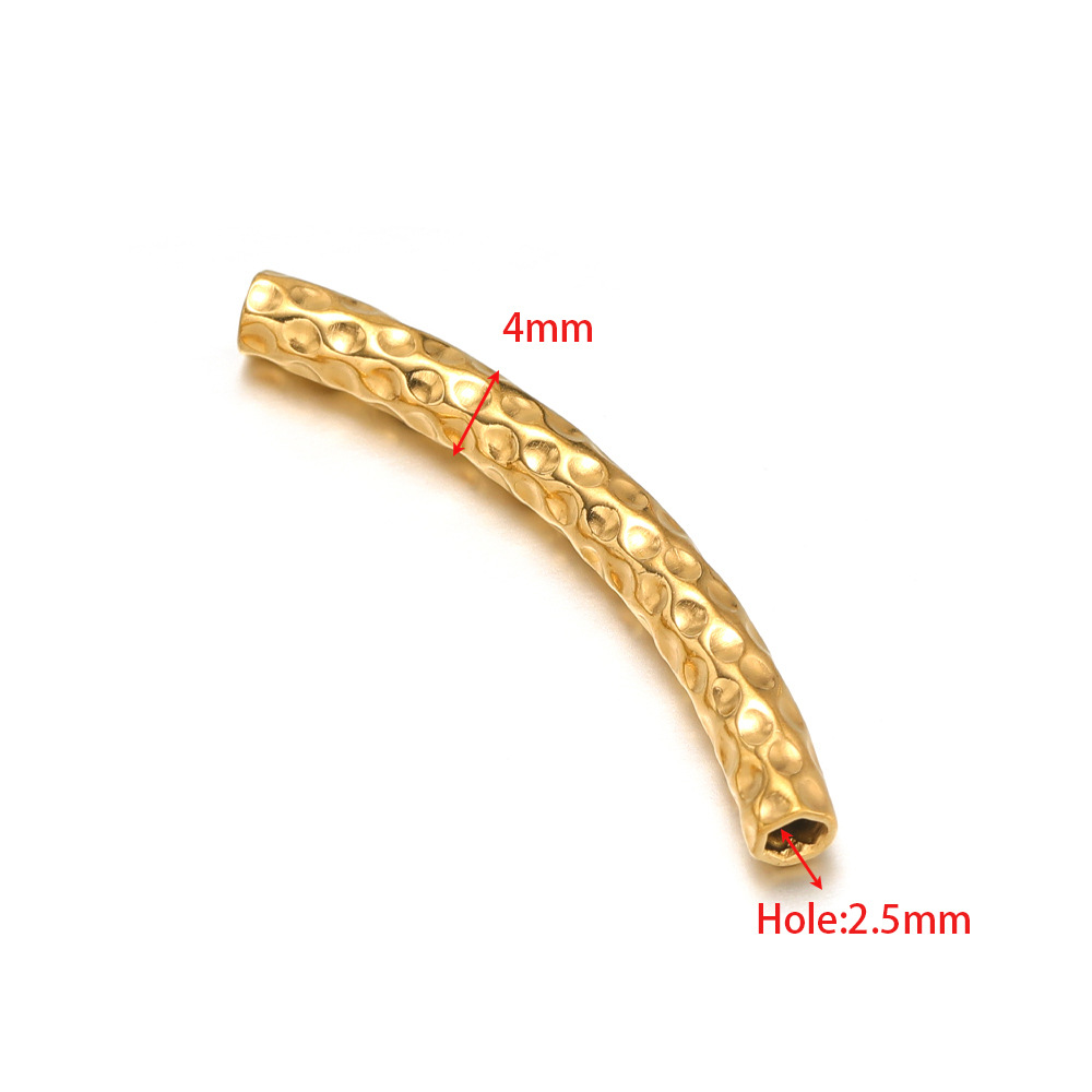 4mm gold elbow 32mm long 2.5mm hole dot embossed 1