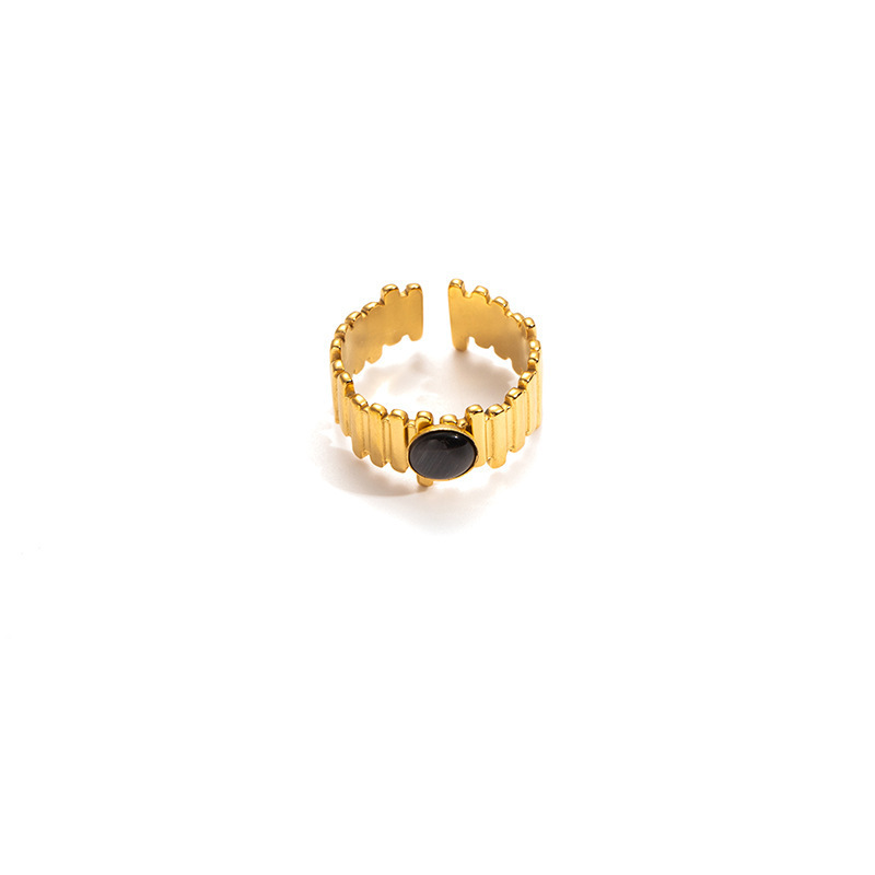 6:Black gemstone gold ring